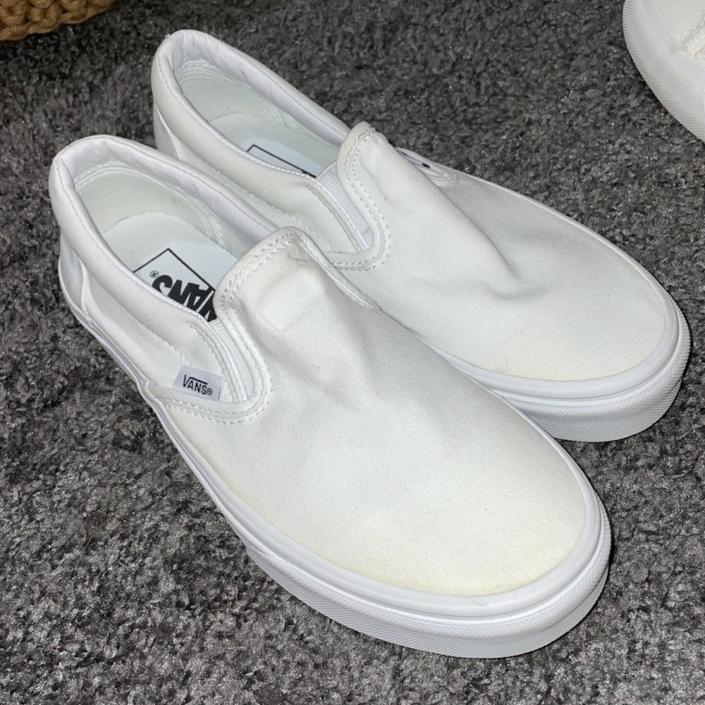 Vans White Slip-On Sneakers